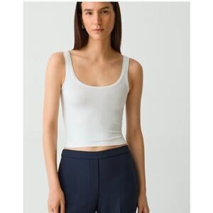 Theory Women's Tubular Scoop Neck Tank Top One Size White NWT 120